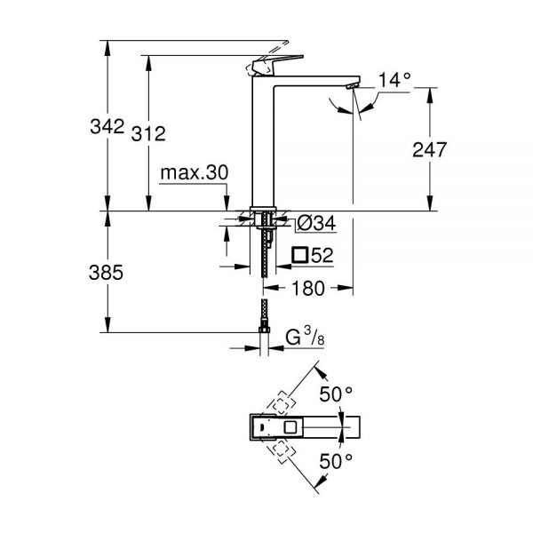 Μπαταρία Μπάνιου Grohe Eurocube 23406000 - Image 2